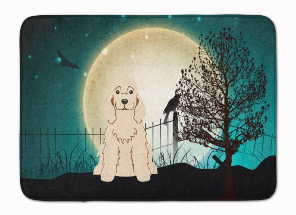 BB2284RUG Halloween Scary Cocker Spaniel Buff Machine Washable Memory Foam Mat