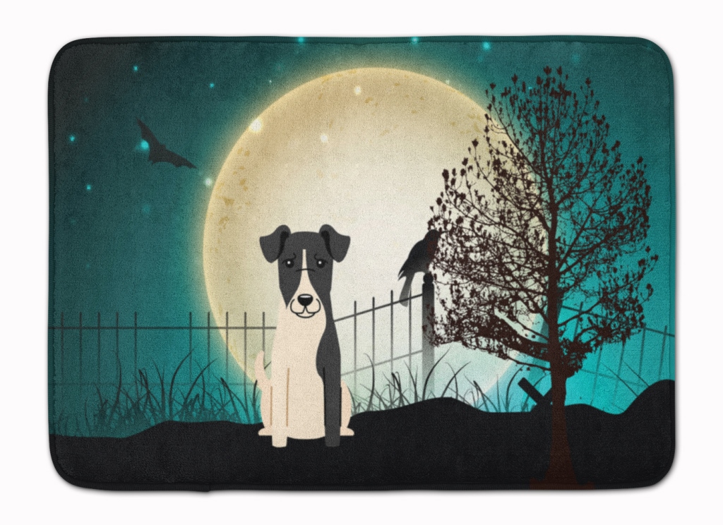 BB2288RUG Halloween Scary Smooth Fox Terrier Machine Washable Memory Foam Mat