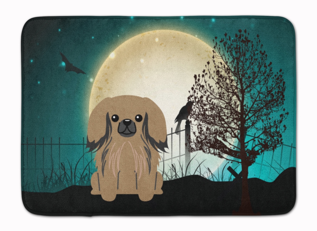BB2292RUG Halloween Scary Pekingnese Tan Machine Washable Memory Foam Mat