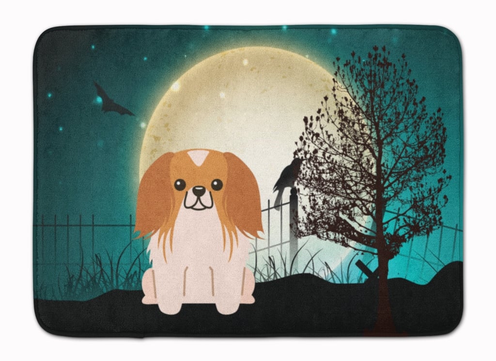 Halloween Scary Pekingnese Red & White Machine Washable Memory Foam Mat - Red & White - 19in. H x 0.25in. W x 27in. L