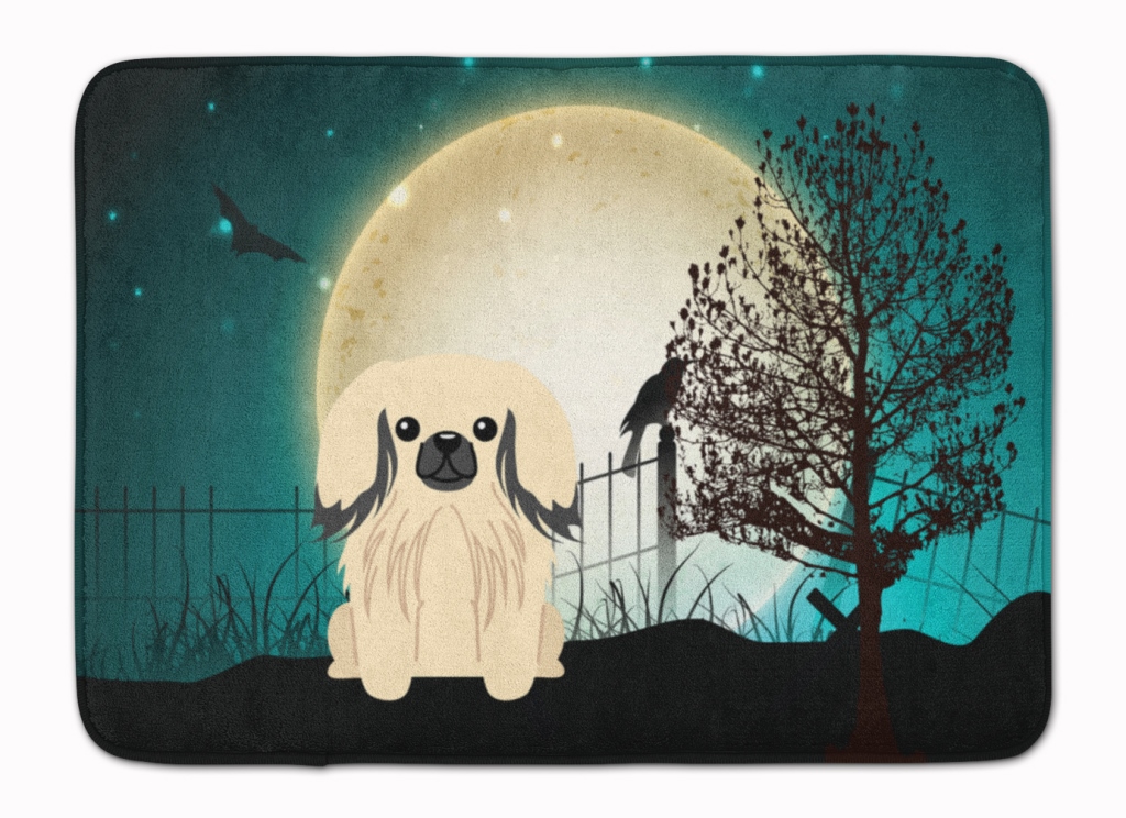 BB2296RUG Halloween Scary Pekingnese Cream Machine Washable Memory Foam Mat