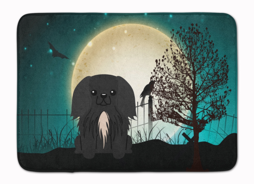 BB2297RUG Halloween Scary Pekingnese Black Machine Washable Memory Foam Mat