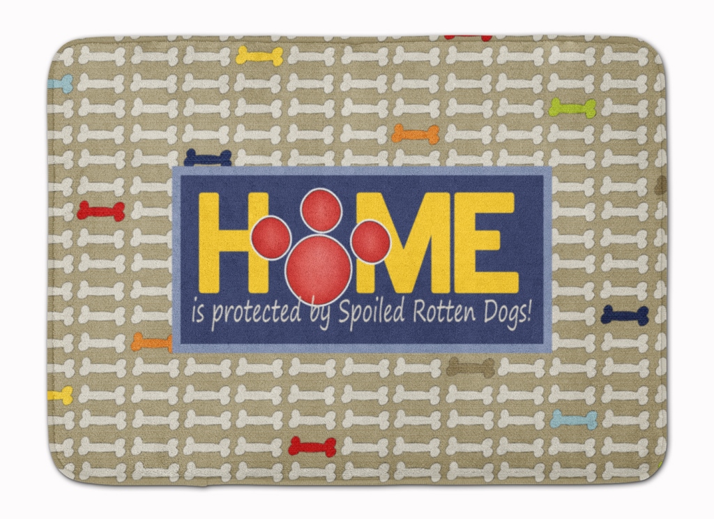 SB3053RUG Home is protected spoiled rotten dogs Machine Washable Memory Foam Mat