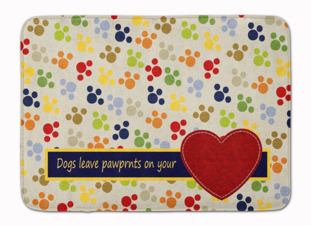 Dogs leave pawprints on your heart Machine Washable Memory Foam Mat