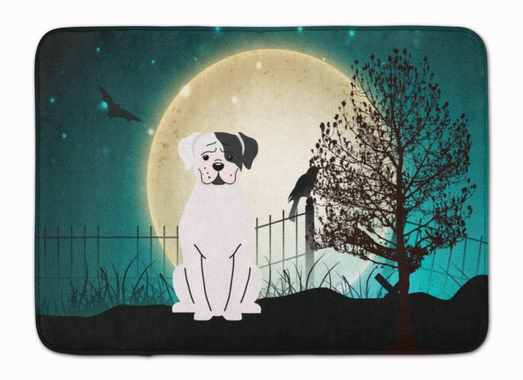 BB2304RUG Halloween Scary White Boxer Cooper Machine Washable Memory Foam Mat