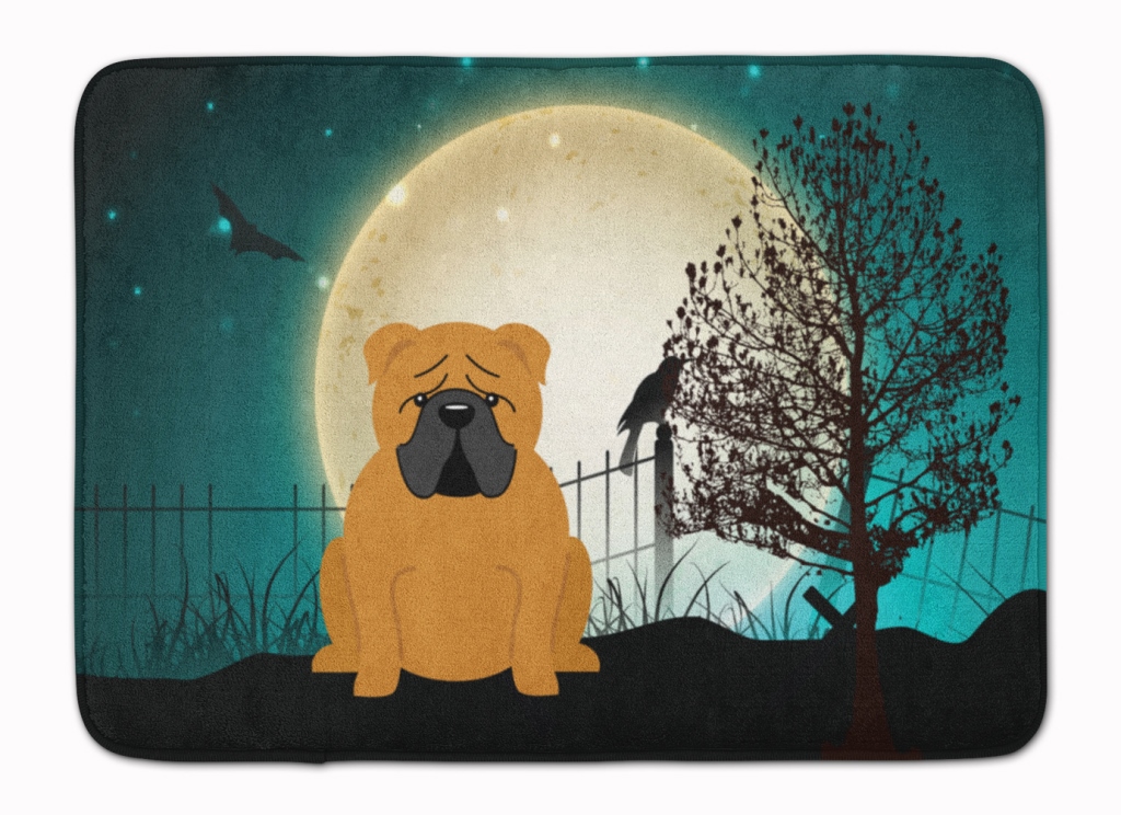 Halloween Scary English Bulldog Red Machine Washable Memory Foam Mat