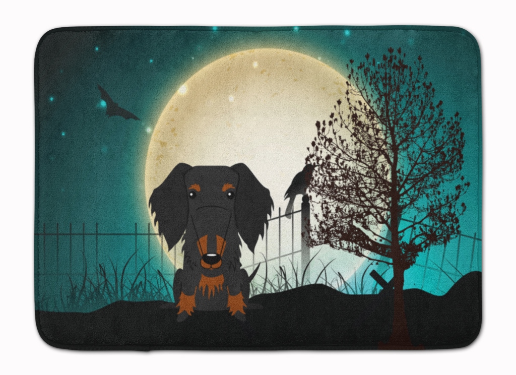 BB2317RUG Halloween Wire Hair Dachshund Black & Tan Machine Washable Memory Foam Mat
