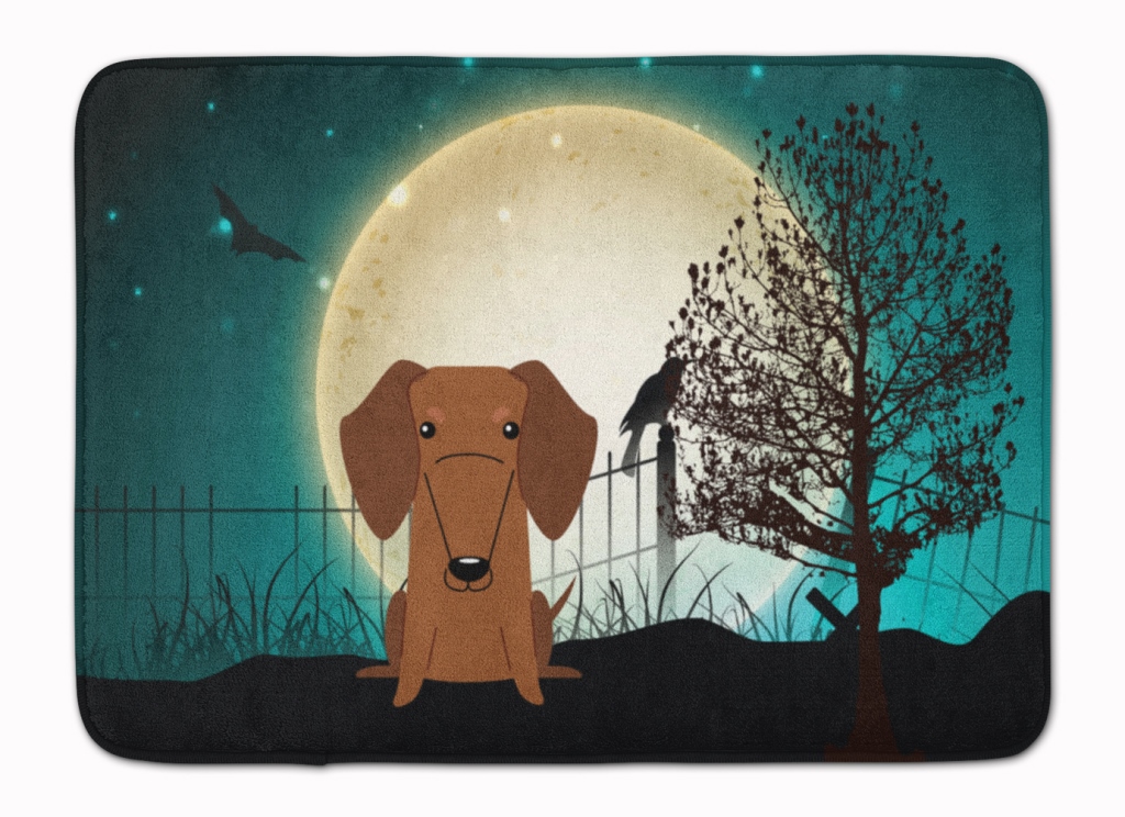 BB2320RUG Halloween Scary Dachshund Red Brown Machine Washable Memory Foam Mat