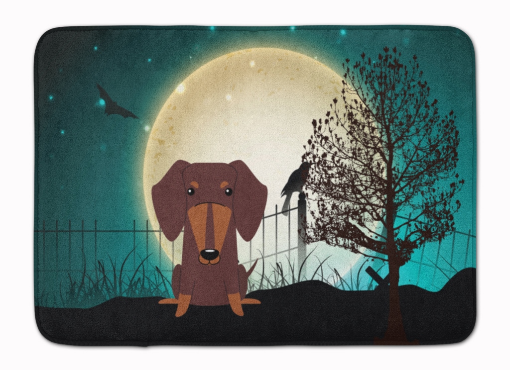 BB2321RUG Halloween Scary Dachshund Chocolate Machine Washable Memory Foam Mat