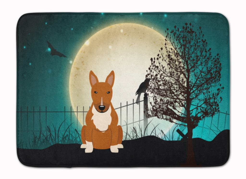 Halloween Scary Bull Terrier Red Machine Washable Memory Foam Mat