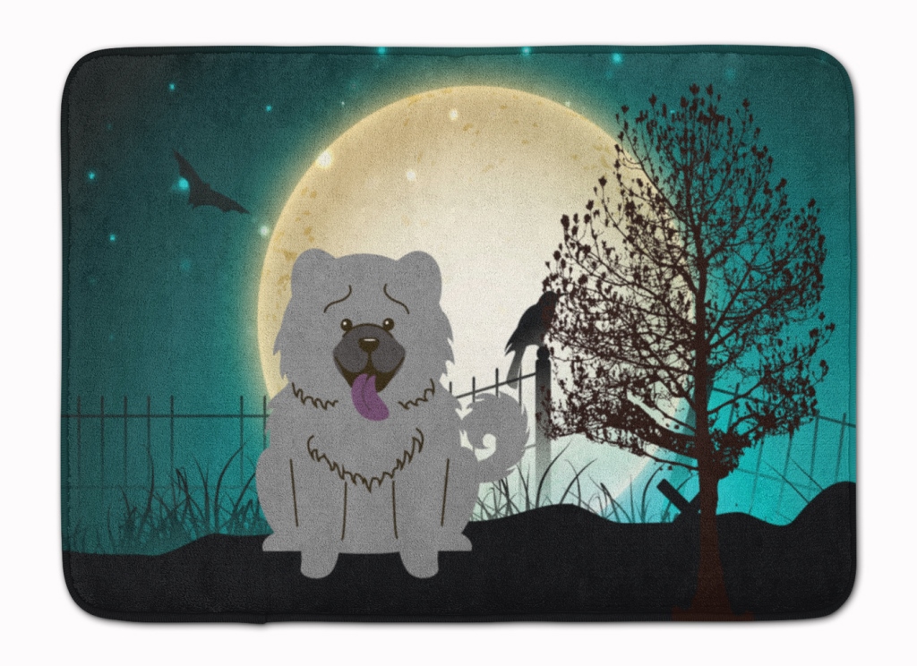 Halloween Scary Chow Chow Blue Machine Washable Memory Foam Mat