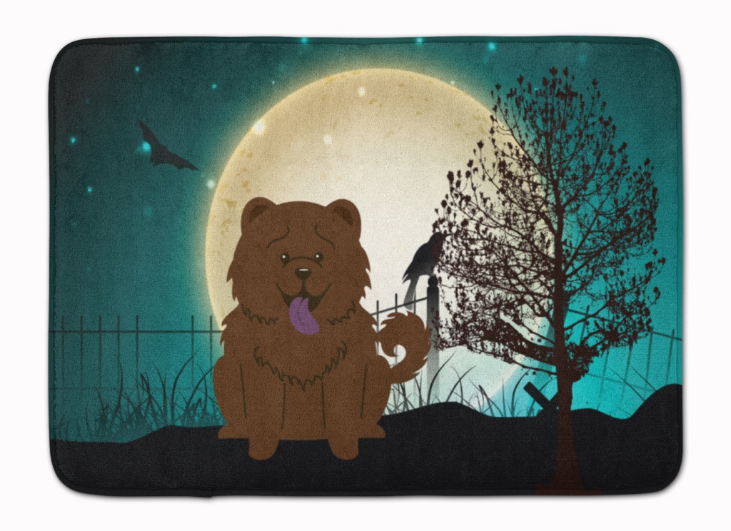 BB2331RUG Halloween Scary Chow Chow Chocolate Machine Washable Memory Foam Mat