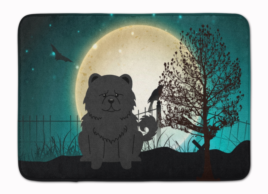 BB2333RUG Halloween Scary Chow Chow Black Machine Washable Memory Foam Mat