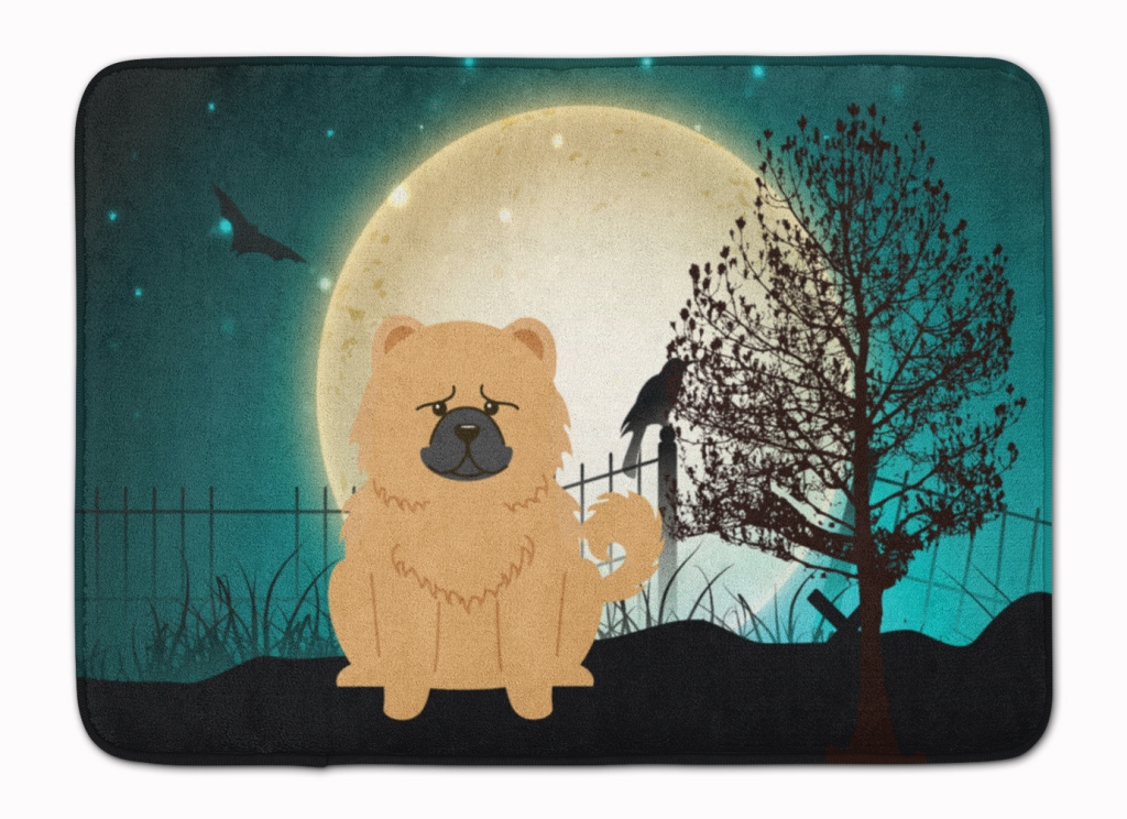 BB2334RUG Halloween Scary Chow Chow Cream Machine Washable Memory Foam Mat