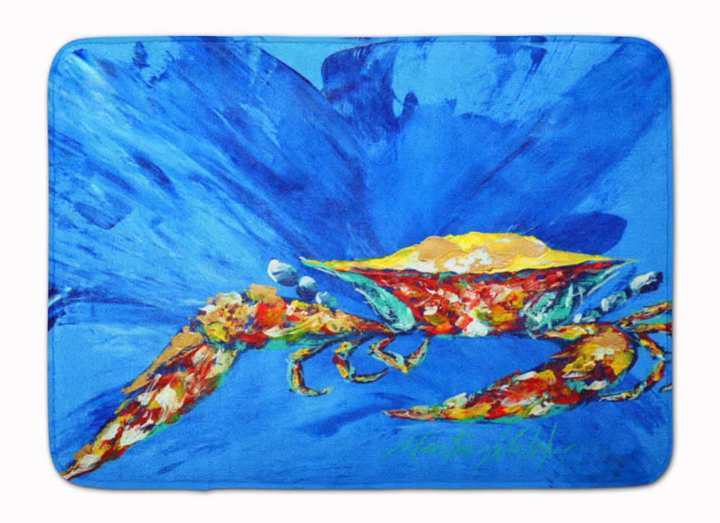 MW1163RUG Big Spash Crab in Blue Machine Washable Memory Foam Mat