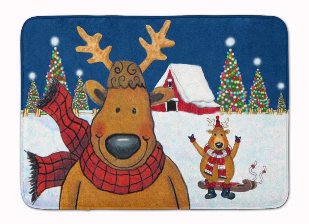 The Tree Famers Reindeer Christmas Machine Washable Memory Foam Mat