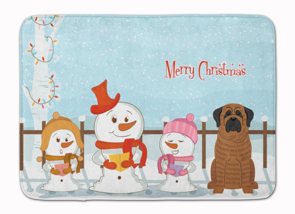 BB2346RUG Merry Christmas Mastiff Brindle Machine Washable Memory Foam Mat