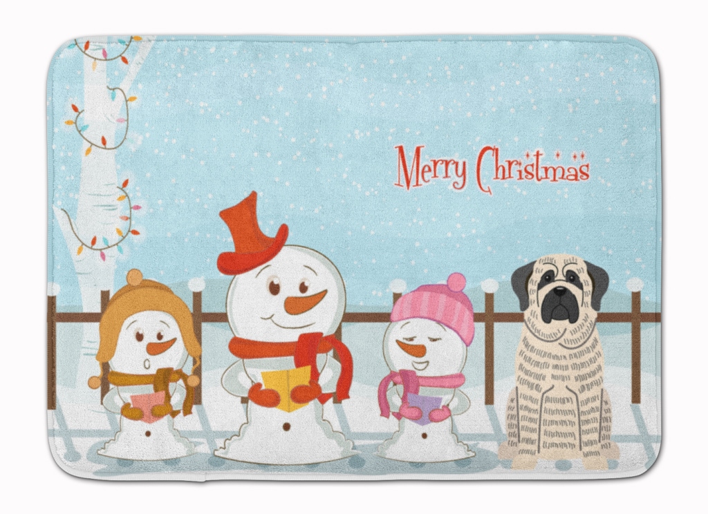 BB2347RUG Merry Christmas Mastiff Brindle White Machine Washable Memory Foam Mat