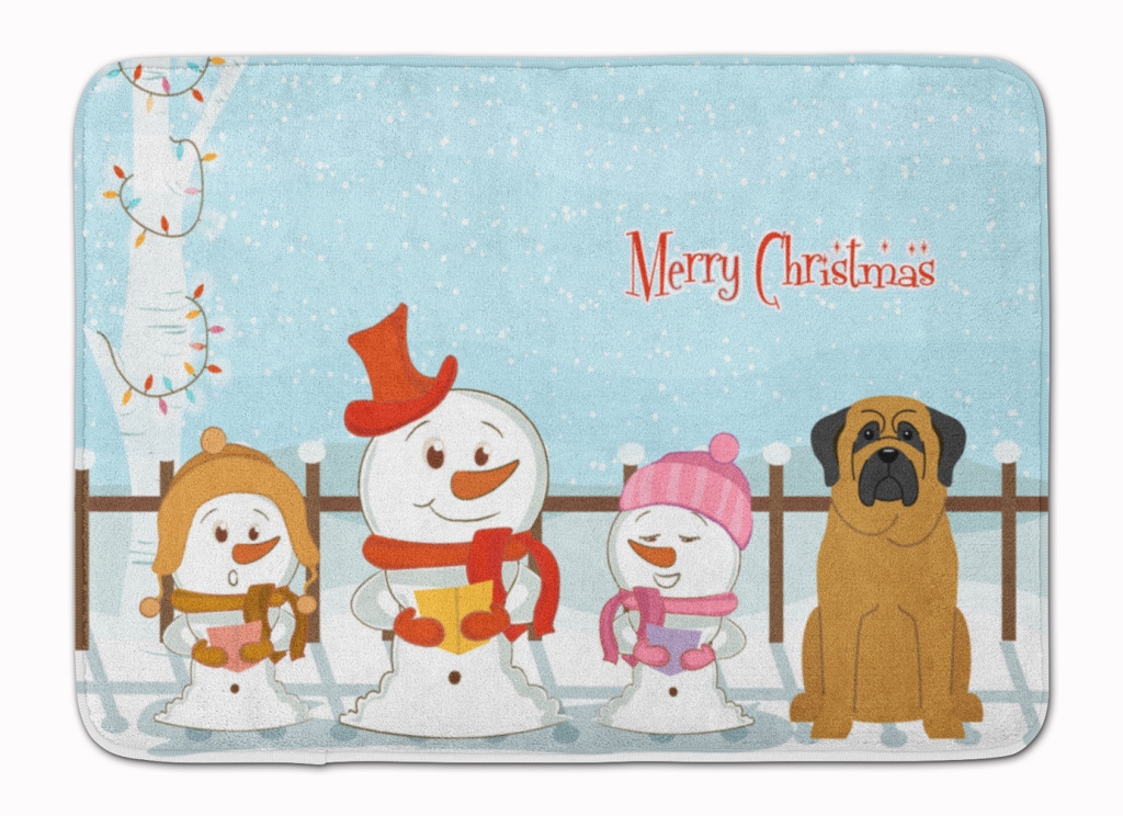 Merry Christmas Carolers Mastiff Machine Washable Memory Foam Mat