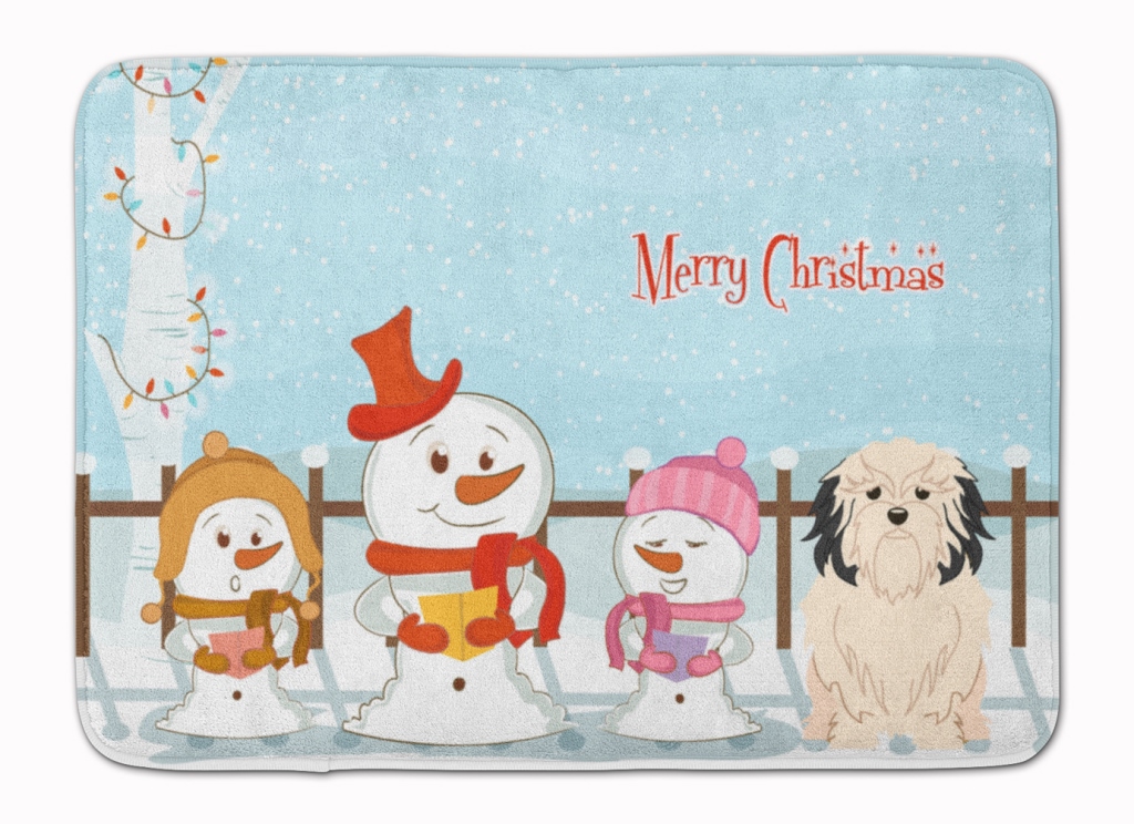 BB2350RUG Merry Christmas Carolers Lowchen Machine Washable Memory Foam Mat