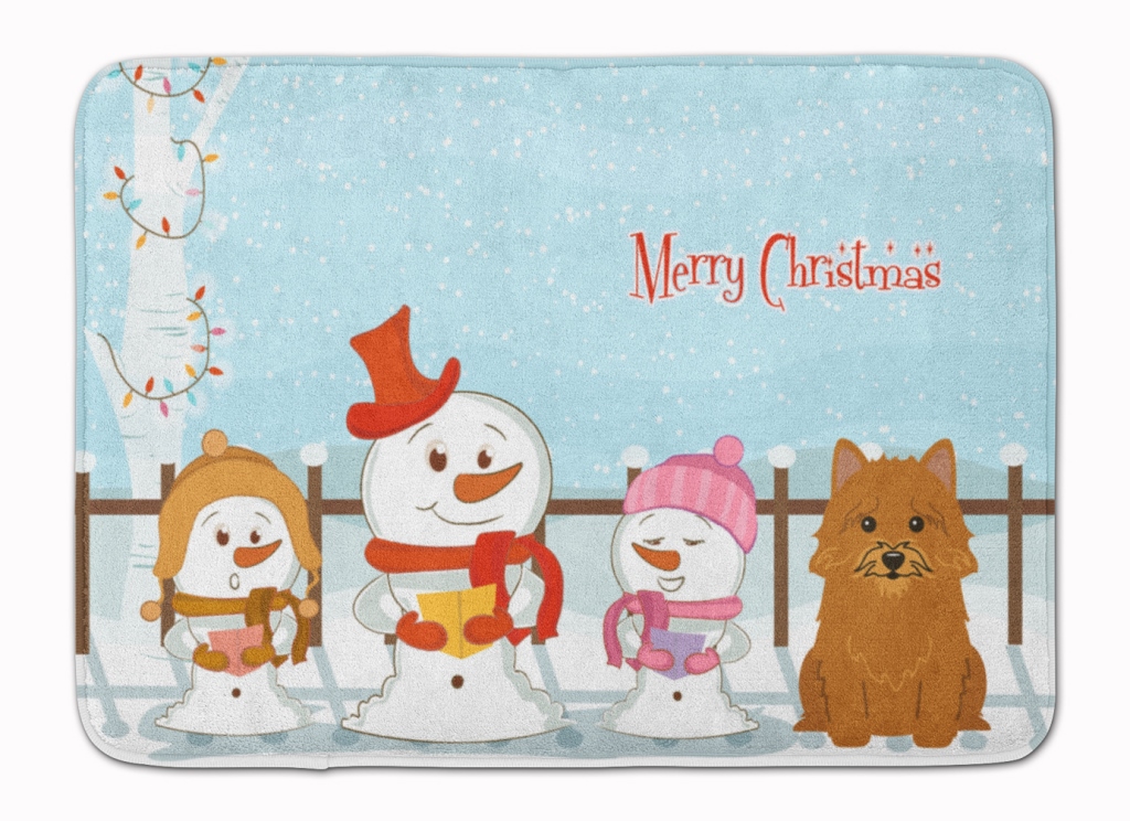 BB2351RUG Merry Christmas Norwich Terrier Machine Washable Memory Foam Mat
