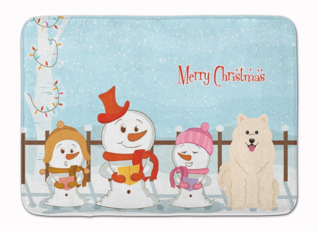 BB2361RUG Merry Christmas Carolers Samoyed Machine Washable Memory Foam Mat