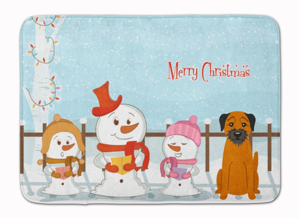 Merry Christmas Carolers Border Terrier Machine Washable Memory Foam Mat