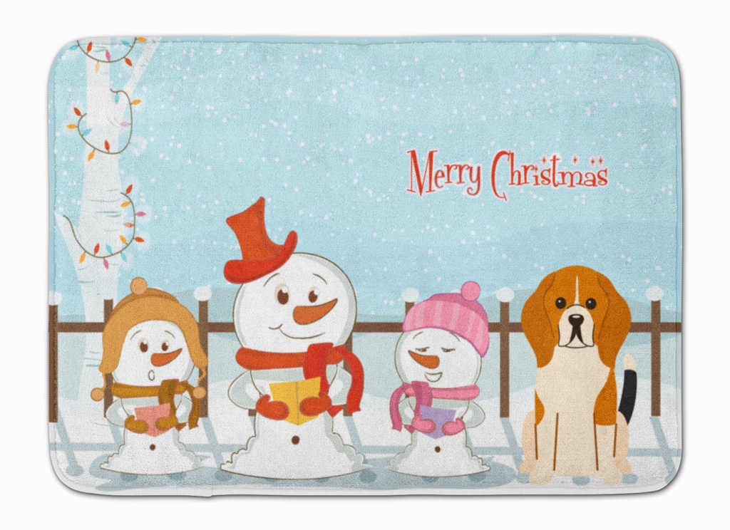 BB2371RUG Merry Christmas Beagle Tricolor Machine Washable Memory Foam Mat