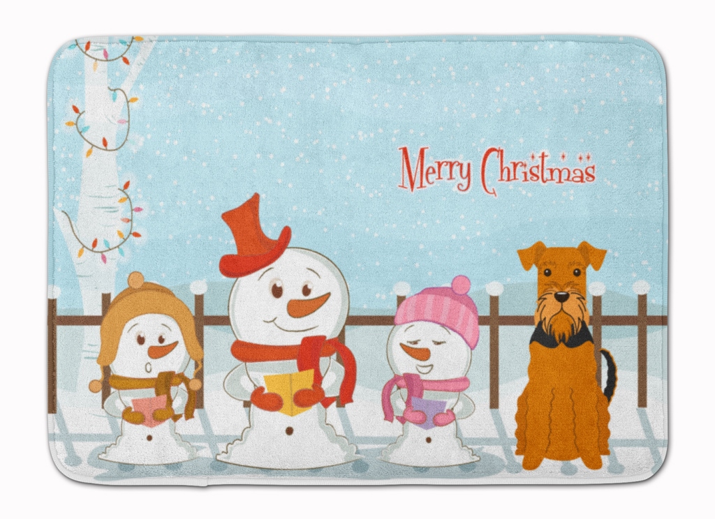 BB2372RUG Merry Christmas Carolers Airedale Machine Washable Memory Foam Mat