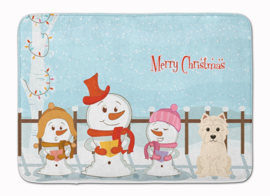 Merry Christmas Carolers Westie Machine Washable Memory Foam Mat