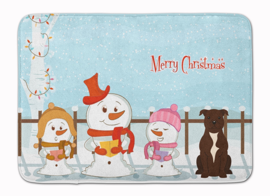 Christmas Staffordshire Bull Terrier Machine Washable Memory Foam Mat