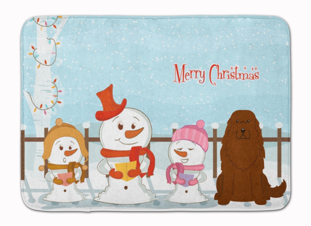 BB2381RUG Merry Christmas Caucasian Shepherd Dog Machine Washable Memory Foam Mat