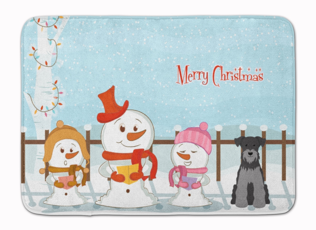 BB2383RUG Christmas Miniature Schanuzer Black Machine Washable Memory Foam Mat