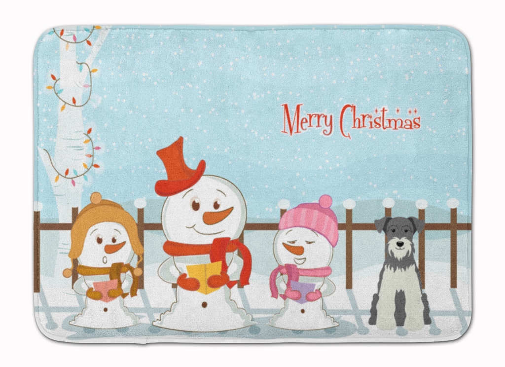 Christmas Carolers Miniature Schanuzer Machine Washable Memory Foam Mat