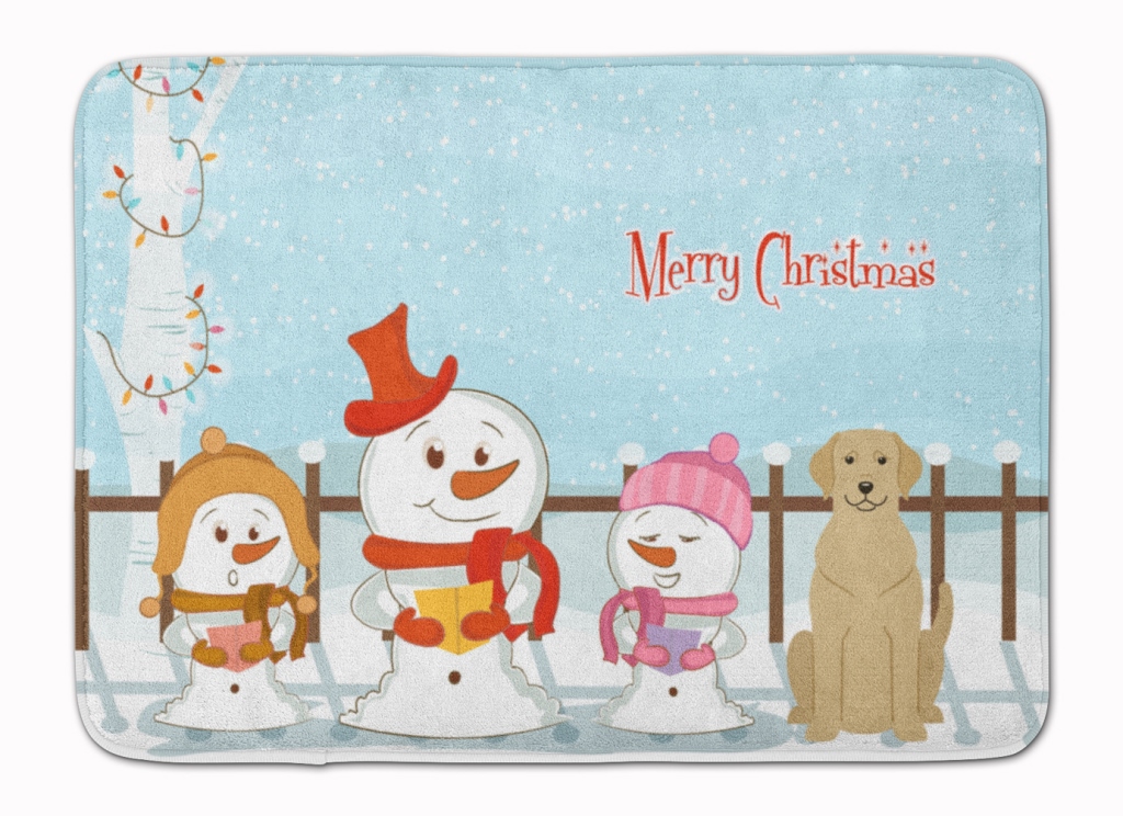 BB2386RUG Merry Christmas Yellow Labrador Machine Washable Memory Foam Mat