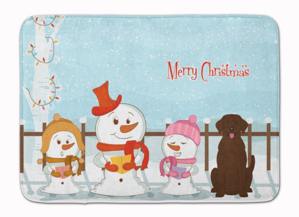 BB2387RUG Christmas Carolers Chocolate Labrador Machine Washable Memory Foam Mat