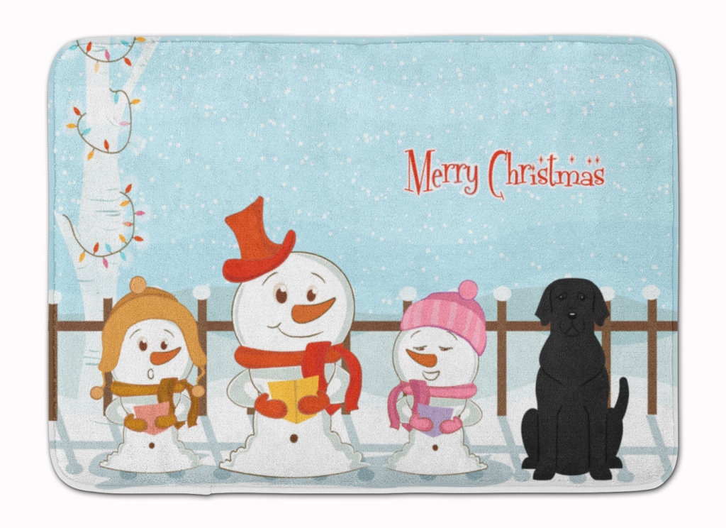 Merry Christmas Carolers Black Labrador Machine Washable Memory Foam Mat - Black - 19in. H x 0.25in. W x 27in. L