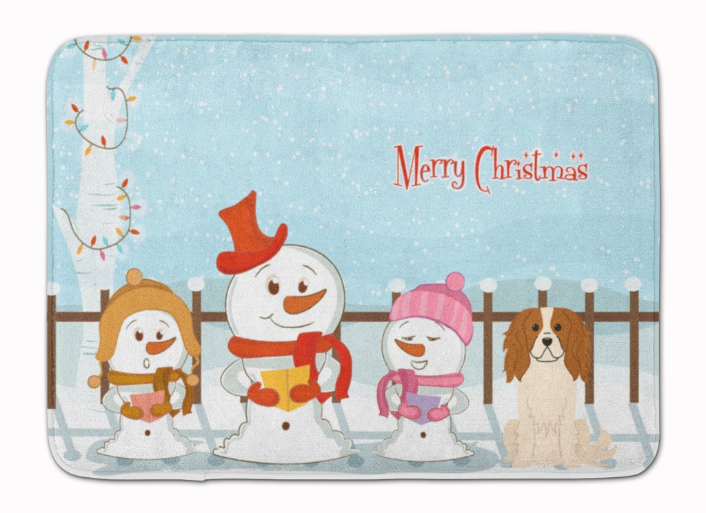 BB2389RUG Merry Christmas Cavalier Spaniel Machine Washable Memory Foam Mat