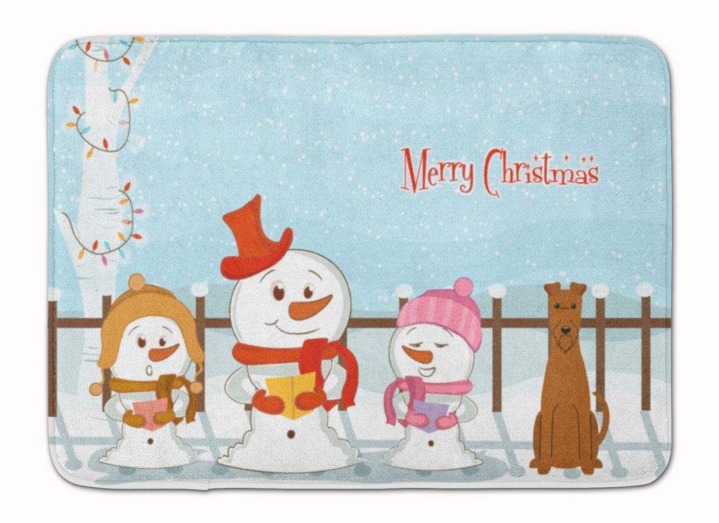 Merry Christmas Carolers Irish Terrier Machine Washable Memory Foam Mat