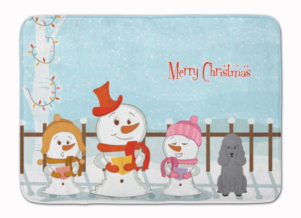 Merry Christmas Carolers Poodle Silver Machine Washable Memory Foam Mat