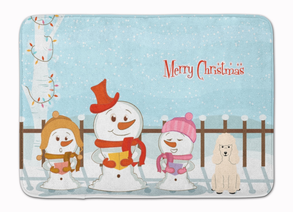 BB2401RUG Merry Christmas Carolers Poodle White Machine Washable Memory Foam Mat