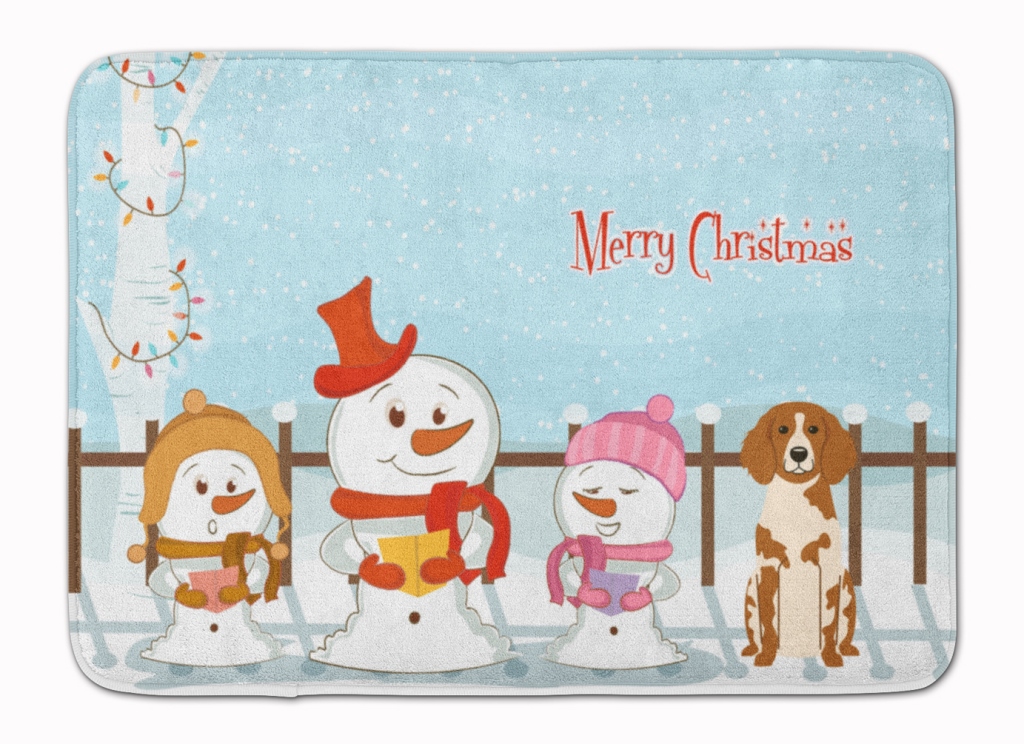BB2403RUG Merry Christmas Brittany Spaniel Machine Washable Memory Foam Mat