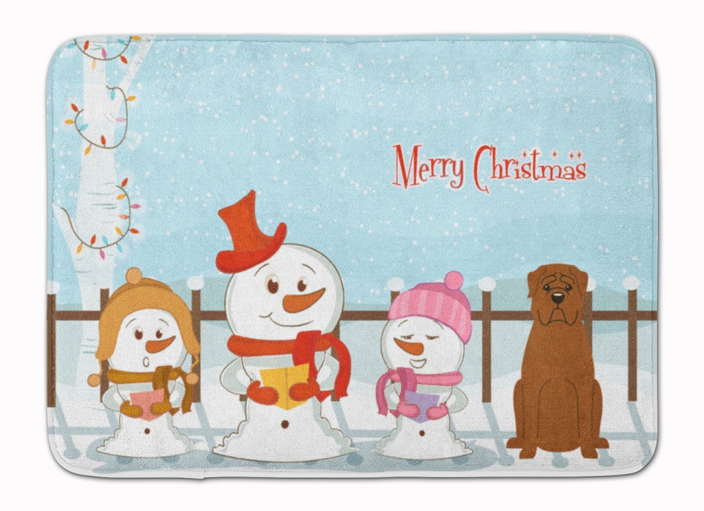 BB2404RUG Christmas Carolers Dogue De Bourdeaux Machine Washable Memory Foam Mat