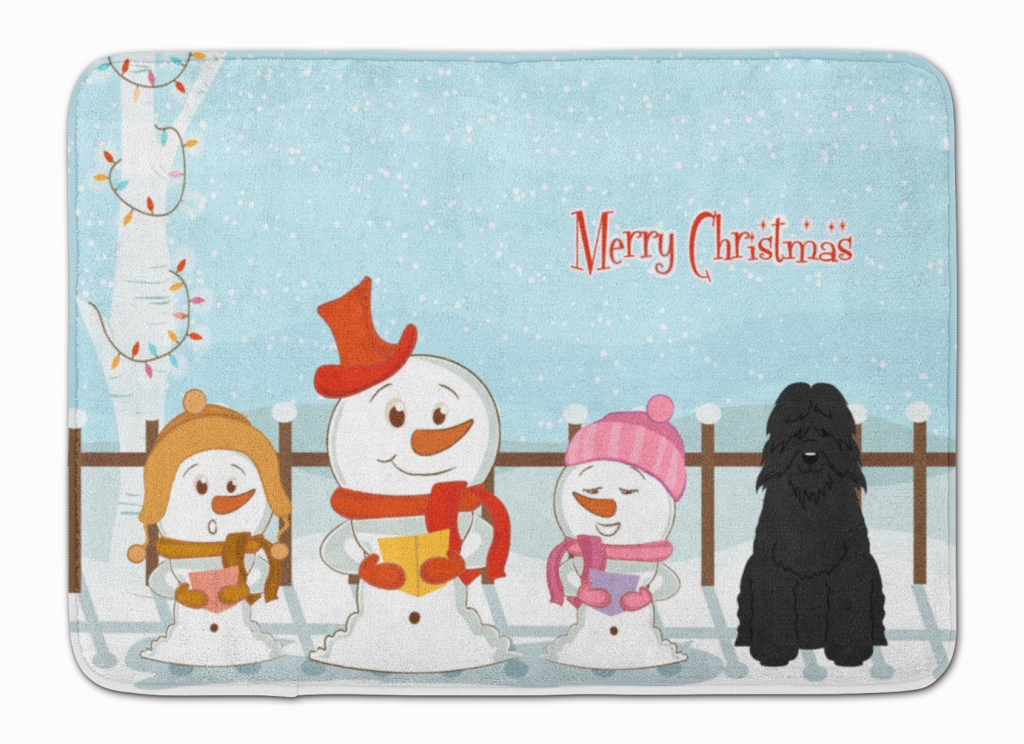Merry Christmas Bouvier Des Flandres Machine Washable Memory Foam Mat