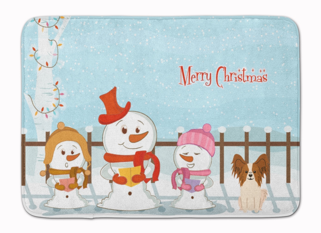 Christmas Carolers Papillon Red & White Machine Washable Memory Foam Mat - Red & White - 19in. H x 0.25in. W x 27in. L
