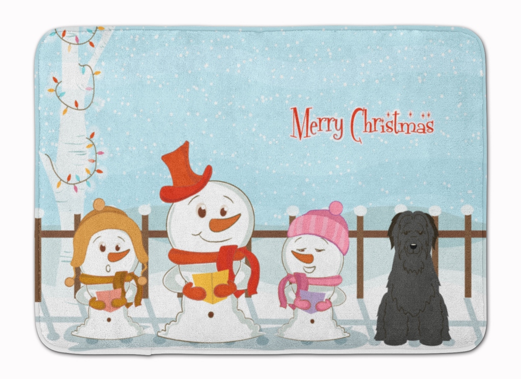 Merry Christmas Carolers Briard Black Machine Washable Memory Foam Mat
