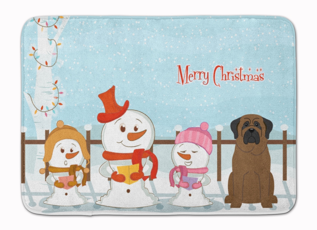 Merry Christmas Carolers Bullmastiff Machine Washable Memory Foam Mat