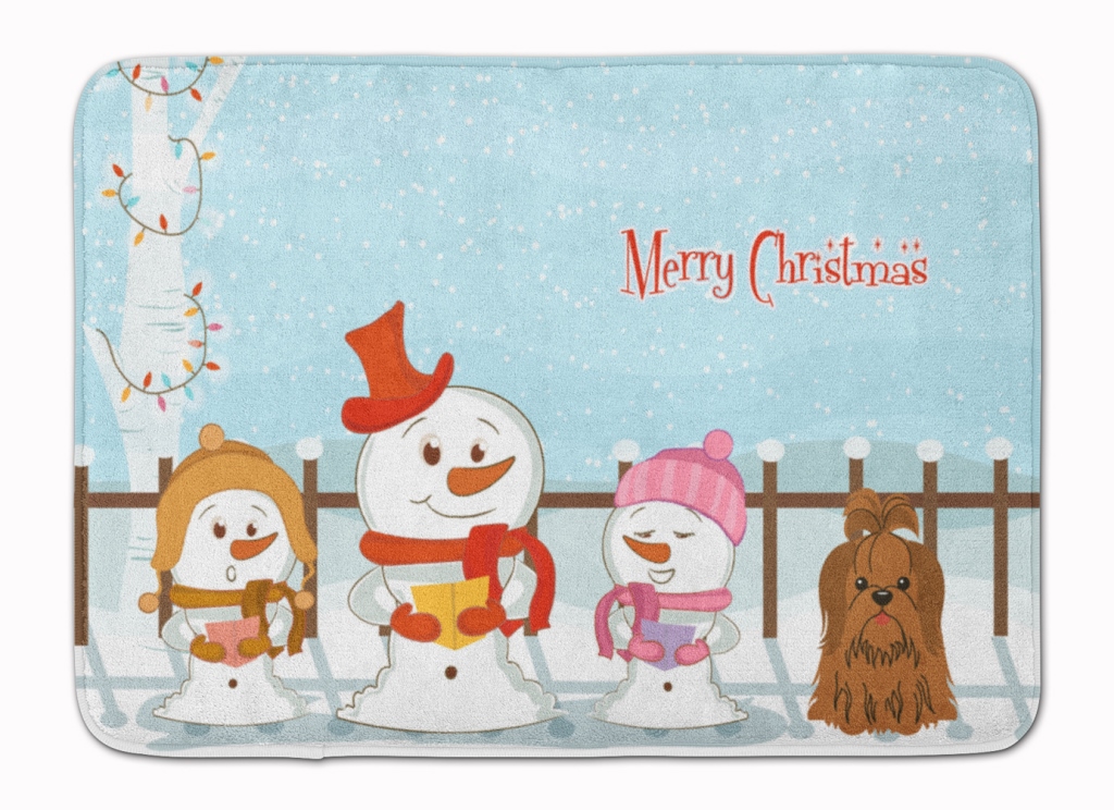 Christmas Carolers Shih Tzu Chocolate Machine Washable Memory Foam Mat