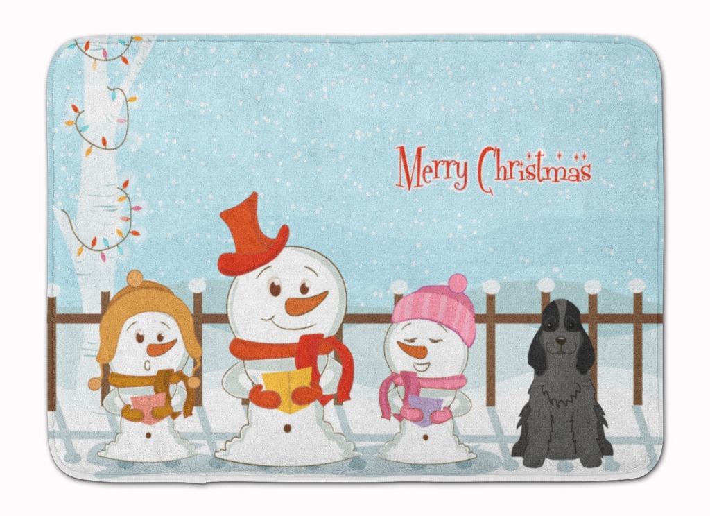 BB2423RUG Merry Christmas Cocker Spaniel Black Machine Washable Memory Foam Mat