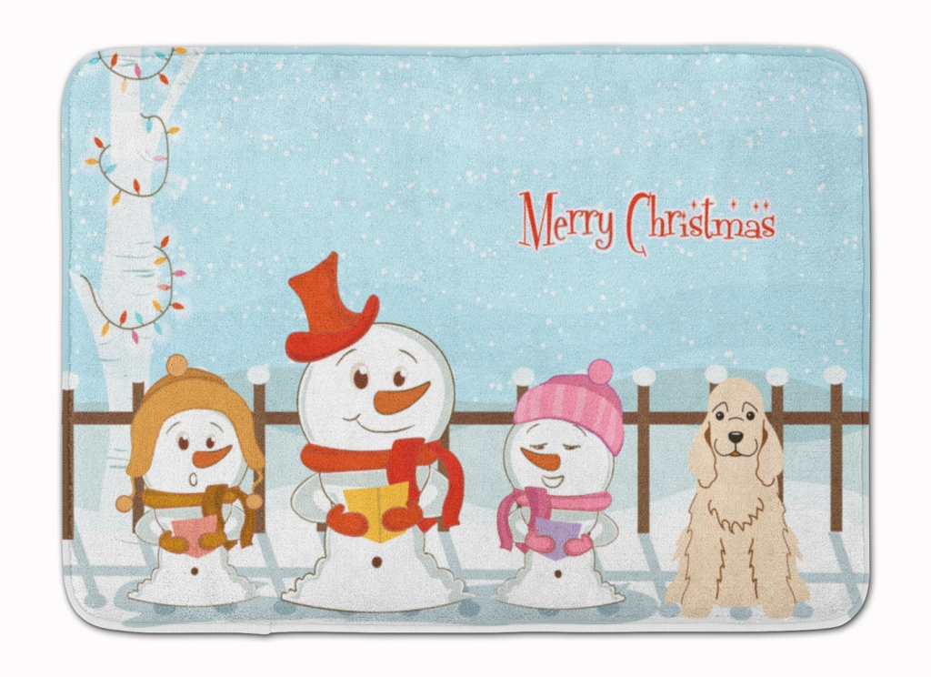 BB2425RUG Merry Christmas Cocker Spaniel Buff Machine Washable Memory Foam Mat
